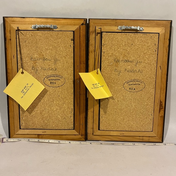 Authentic Navajo Indian Sand Art Painting Framed Lot Of 2 Rainbow Yei By Keedah - Picture 4 of 15